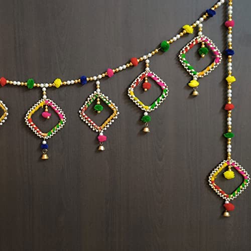 Image of Handmade Door Hanging Bandarwal Chudi Style Toran (Tc-02) -Diwali New Year Inauguration Wedding Festival Home Decor Pooja (40 Inch X 6 Inch),Multicolor
