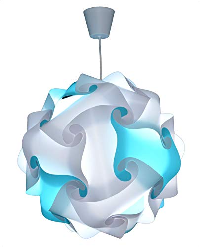 CREATIV LAMP - Suspension Luminaire - Lustre Chambre Prêt à Être Branché | Abat-Jour à Suspendre au Plafond| | Pour Décoration Salon, Chambre Enfants, Ado, Adultes - Ø34 cm - Mix Turquoise