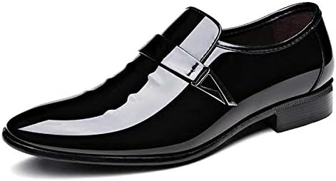 ZZHAP Men's Pointed-Toe Tuxedo Dress Shoes Casual Slip-on Loafer Black US 10.5