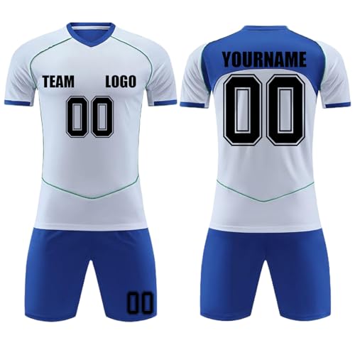 2026 Personalizadas Pantalones+Camisetas para Niñosy Adultos, 2 Sets Equipaciones de Fútbol para Unisex con tu Nombre con Conjunto Top Pantalón Corto