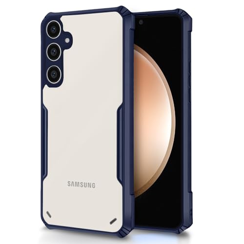 Image of Amazon Basics Back Cover for Samsung Galaxy S23 FE 5G | Crystal Clear Transparent Back | Ultra Hyrbid | Full Camera Protection | Raised Edge | Bumper Cover (Blue)