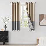 Picture of BULBUL Champagne Grey 100% Full Blackout Velvet Curtains,63 inches Long Modern Liner Curtains Thermal Drapes Panels for Living Room Bedroom Grommet Set of 2