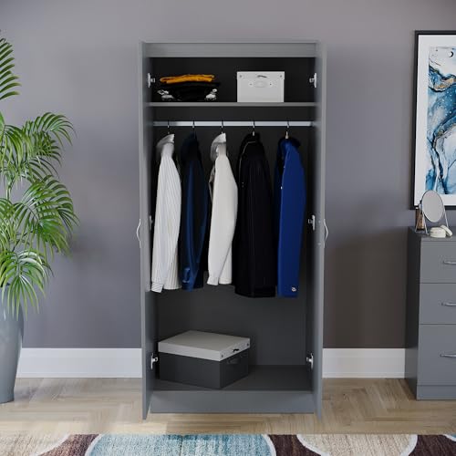 Armario de 2 puertas Vida Designs Riano mueble gris auxiliar con baldas de ropa 5