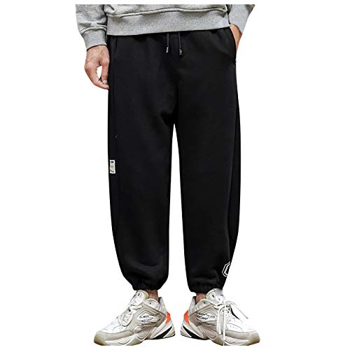 OutTop Men's Joggers Sweatpants Relaxed Fit Running Workout Sports Pants Drawstring Elastic Waist Jogging Pants w/Pocket (Black, XL)