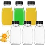 6 Pcs 8.45 oz/250ml Small Plastic Juice Bottles with Lids, Reusable Empty Clear Juice Shot Bottles with Lids, Juicing Smoothie Bottle, Small Drinks Bottle for Water Milk Ginger Beverages on the Go