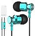 Marsno M1 Wired Metal in Ear Headphones, Noise Isolating Stereo Bass Earphones with Mic，Dynamic Drivers Provide Stereo & Crystal Clear Sound (Blue)