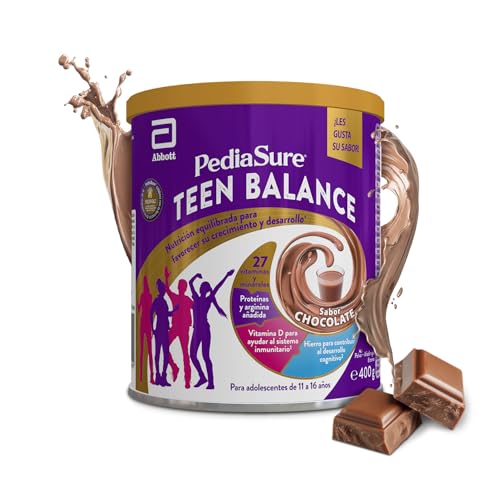 PediaSure Teen Balance – Con Magnesio, Hierro y Vitamina D – Complemento Alimenticio para Adolescentes con Vitaminas, Proteínas, Minerales – Sabor Chocolate – 400 gramos