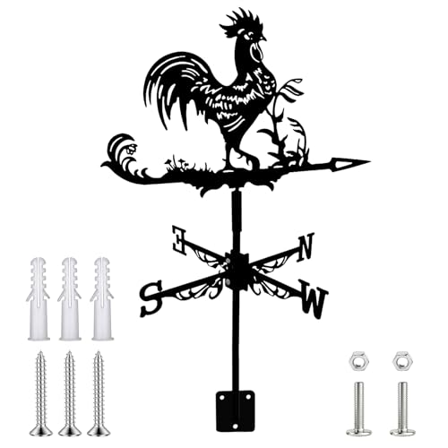 Wetterhahn Hahn Wetterfahne Wetterfahnen aus Metall für Garten Hof Terrasse und Dach