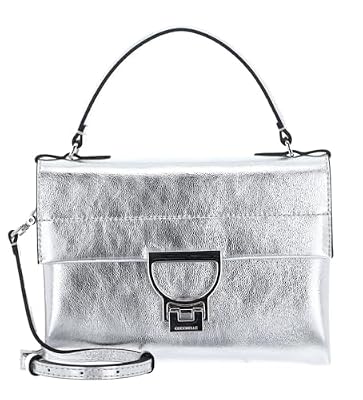 Coccinelle Pelle borsetta borsa a tracolla Arlettis Smooth Metal Handbag Silver argentato