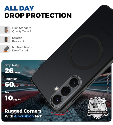 Image of Golden Sand Rugged Frosted MagSnap Back Case for Samsung Galaxy S26, Black