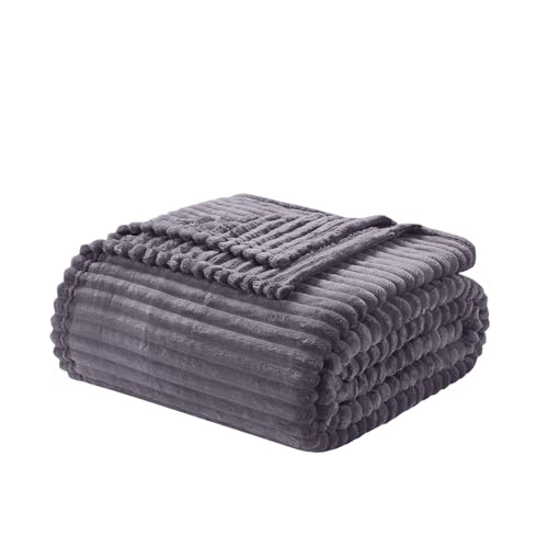 Image of Nestl Blanket Twin Size for Bed - Cozy Warm Fuzzy Blankets for Women, Plush Small Fleece Throws for Girls - Dusty Purple, 66 x 90 Inches