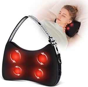 KNQZE Shiatsu Massagegerät, rückenmassagegerät，Nackenma... mit Wärme, 4D Rotierenden Massageköpfen, Tragbares Massagekissen, Geschenk für Frauen & Männer, Entspannung für Zuhause, Büro & Auto