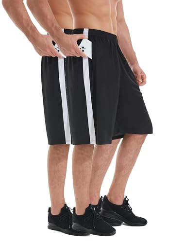 Men's Basketball Shorts with Pockets Athletic Running Shorts Workout Training Gym Shorts