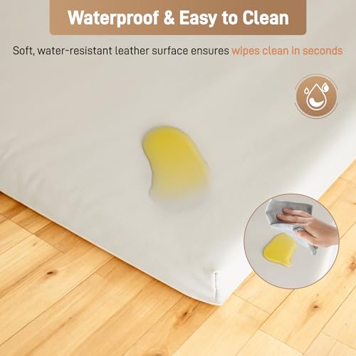Image of Baby Play Mat for Floor 1.4 inch Thick Memory Foam 50x50 Playpen Mat for Toddlers Infant Kids with Non-Slip Backing Safe for Crawling, Water-Repellent Leather for Tummy Time, Tatami Style(Grey)