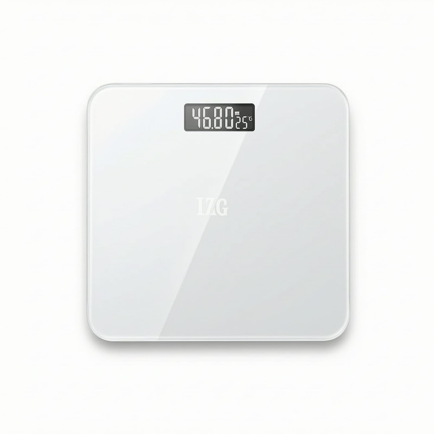 ECOMISTIQ® Square Weight Scale with Glass Surface Rounded Corners Digital Weight Scale Stable Slim for Home Gym, Dorm Room, White, 26x26cm a| Mass Monitors &| Fitness Technology | Fitness Running &