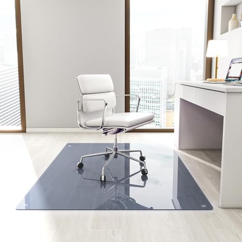 Image of [Tempered Glass] 46 inch x 55 inch Glass Office Chair Mat for Carpet