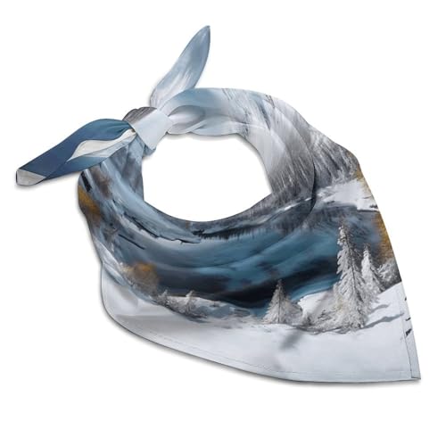 Women Square Head Scarf Boho Hair Scarf Winter Mountains Snow Scene Head Kerchief Woman Headband Satin Bandanas Fashion Neck Scarves Silk Headwear for Bag Hair Scarves Gift 18