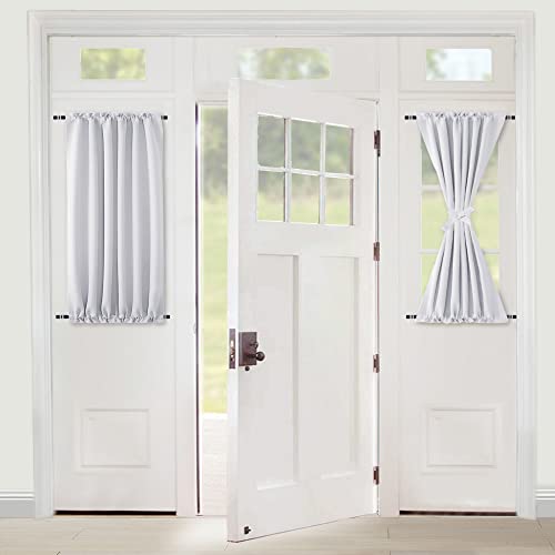 XWZO Room Darkening Curtains for French Doors, Privacy and Thermal Curtains for Glass Door, Rod Pocket Curtains with Tiebacks, 25 x 40 inches Long, White, 1 Panel