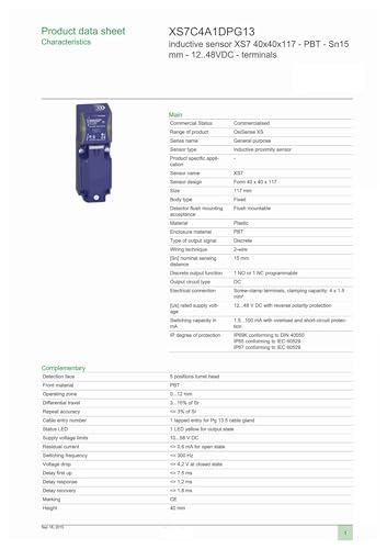 Sensor inductivo XS8C4A4MPG13 detector de proximidad industrial OsiSense 3