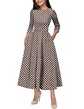 Simple Flavor Women's Vintage Dress 3/4 Sleeve O-Neck Party Cocktail Dress(3323BR,L)