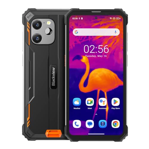 Blackview Imagen Térmica Móvil Resistente BV8900, Batería 10000mAh, Helio P90 700 16GB+256GB, Triple Cámara 64MP, 6.5'' 2.4K FHD+, IP68 IP69K Android 13 Smartphone Antigolpes, NFC GPS OTG Naranja