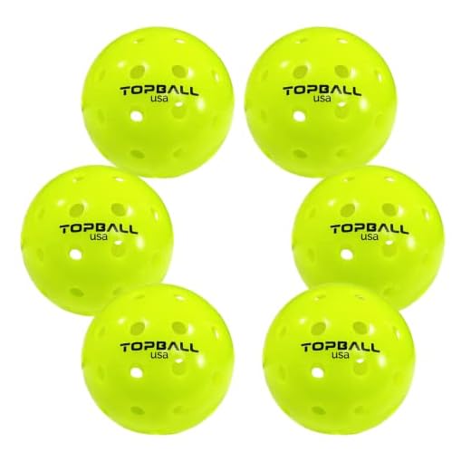 TopBall USA Pickleball Balls, USA Pickleball Approved (USAPA) Outdoor Pickleball Balls, 6-Pack, Neon Green Pickle Balls with Mesh Bag, Pickleball Balls Outdoor 40 - Hole Design