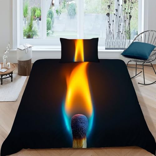 Housse de couette flamme 135x200 en microfibre douce lavable sans repassage - 3
