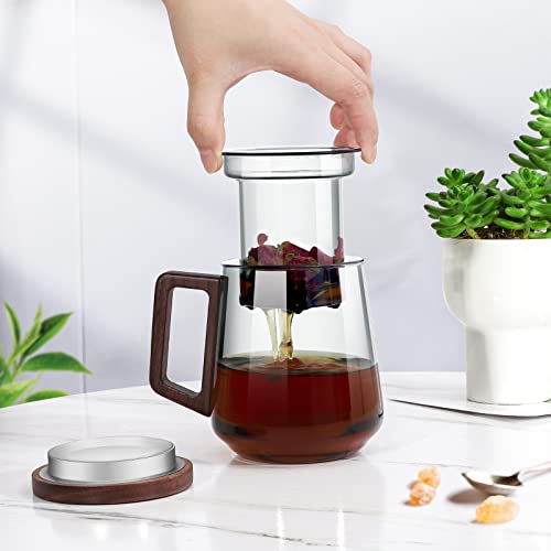 Maqql Tea Cups:tea Mugs With Infuser And Lid, 17Oz/500Ml，Grey Glass Teacup With Handle, Perfect For Home And Office Tea Makingfor Loose Leaf Teatea Bag #TOP4