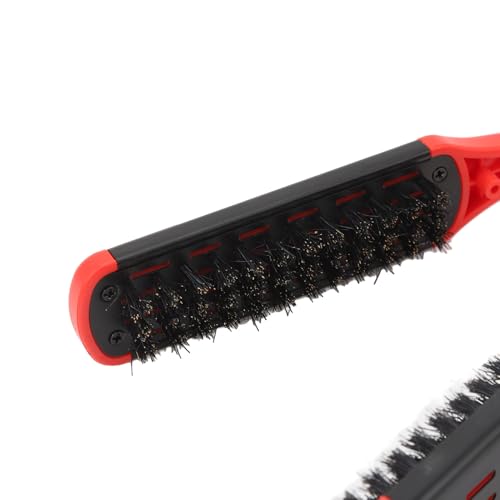 Plancha para el cabello en forma de cepillo, herramienta alisadora y modeladora para cabello, para uso en casa, viaje o salón, cepillo alisador antiestático con ventilación hueca, doble cara en forma de V (rojo) miniatura 7