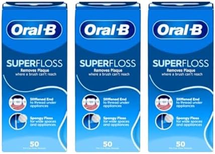 Super Floss, 50 hebras precortadas, menta, lote de 3