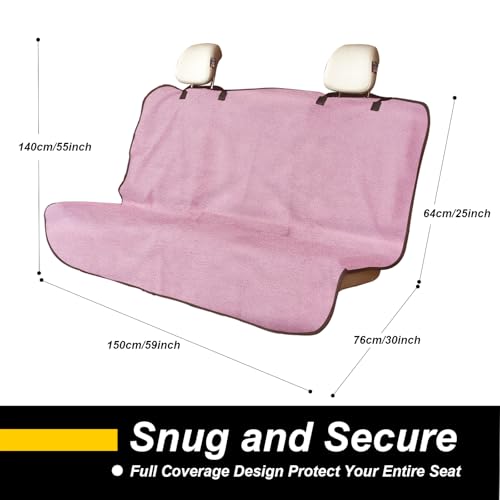 Image of Back Seat Cover for Car Trucks Van SUV Jeep,Waterproof Rear Bench Towel Seat Covers for Dogs and Kids,Automotive Backseat Protector (Pink)