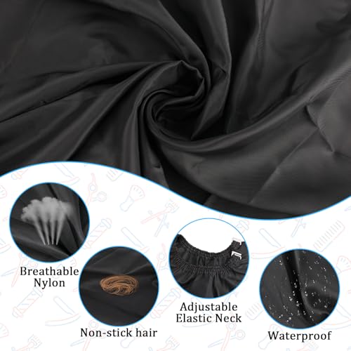 NICEMOVIC 12 Pcs Barber Cape Large Salon Cape Hair Cutting Cape Bulk, Waterproof Shampoo Capes with Adjustable Elastic Neck for Women Men Haircut Styling (Black) - Thumbnail 4