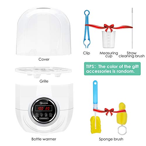 Baby Bottle Warmer Dry Sterilizer Steam, EIVOTOR Electric Steam Sterili-zer with LED Display Accurate Temperature Control for Breastmilk or Formula, BPA Free