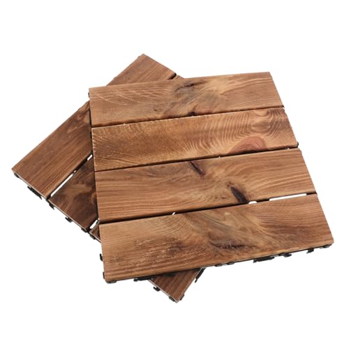 Homoyoyo 2pezzi Pavimentazione in Legno Ad Incastro Per Esterni Piastrelle Impermeabili Per Patio Balconi e Terrazze Adatte Tutte Le Condizioni Atmosferiche Marrone Pavimenti in Piastrelle