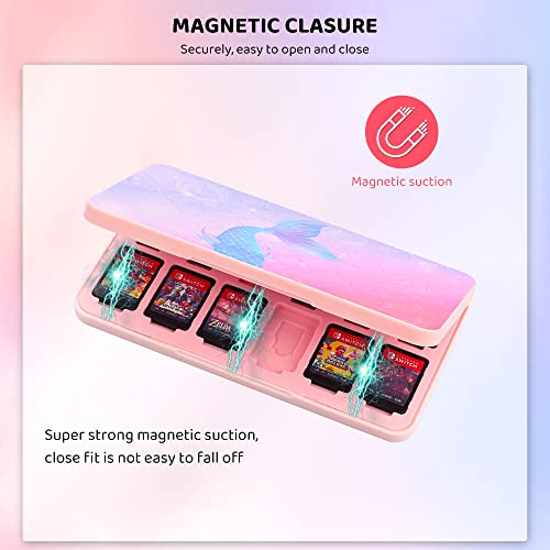 Gldram Game Card Case For Nintendo Switch/Lite/Oled, Soft Lining Game Case Storage With 24 Game Card Slots & 24 Micro Sd Card Slots, Portable Game Cartridge Holder With Magnetic Closure (Fishtail) #TOP2