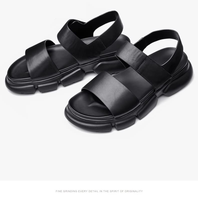 Outdoor Leather Sandals Men's Platform Sandals Slippers Beach Shoes2
