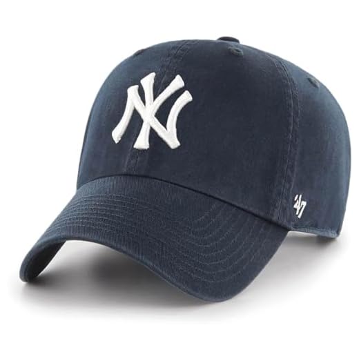 47 Brand MLB Team Color Home Primary Logo Clean Up Adjustable Baseball Cap Hat, Adult One Size Fits All - New York Yankees Navy
