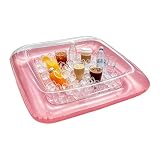 Vaschetta per ghiaccio gonfiabile per alimenti, portatile, quadrata, grande, galleggiante, spessa, con tappo di scarico, refrigeratore gonfiabile per bevande, piscina, cortile, patio, birra, snack