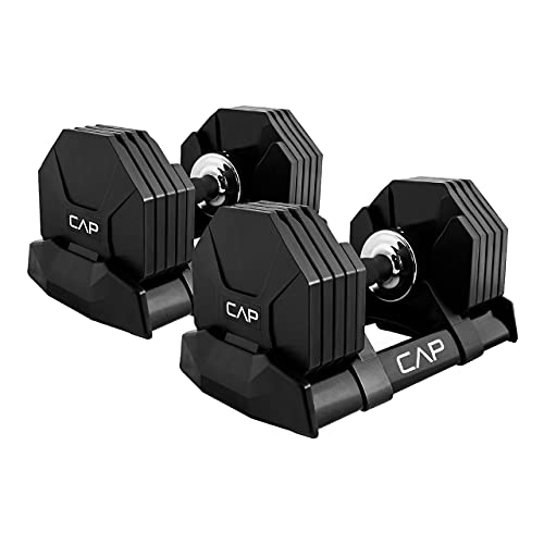 WF Athletic Supply Adjustable Dumbbell with Anti-Slip Turning Handle and Dumbbell Tray, Quick Weights Select, Suitable for Men and Women, 12.5LB / 25LB / 50LB / 55LB Size Options Available
