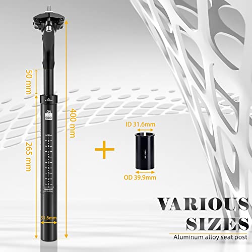 Bonmixc Suspension Seatpost 27.2 400Mm Layback, 440Lb Support For Larger Riders, Reduce Wind Drag, Anti-Slip Shock Absorbing Alloy Bike Seat Post, Adjustable Two-Way-Bolt Clamp #TOP1