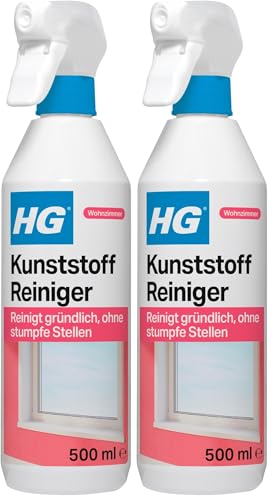 HG Kunststoff Reiniger, leistungsfähiger Reiniger für Kunststoffe und Kunststoff-Fenster zur schnellen, effektiven Reinigung von Kunststoffen aller Art, 500 ml (Packung mit 2)