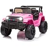 JOYMOR Ride on Truck with Remote Control, 4 Wheels 12V Battery Powered Kids Car, with LED Headlight/Horn Button/ MP3 Player/USB Port/Forward Backward/Kids Girl Boy (Pink)