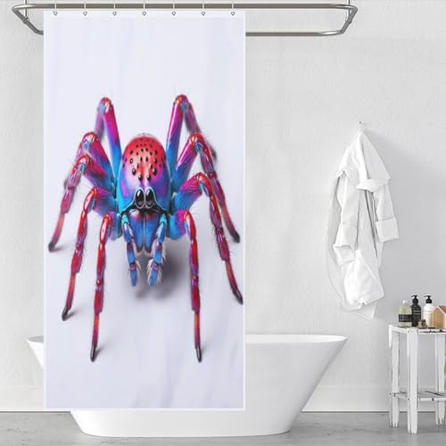 PAZZK Motif d'araignée Rideau De Douche Imperméable, Rideaux De Douche Polyester Lavable en Machine, Rideau Baignoire pour Salle De Bains,12 Crochets, 36x72Inch（92x183cm）