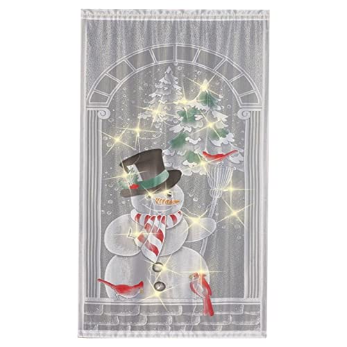 Generisch Navidad muñeco de nieve cortinas navideñas hoja de acebo cortinas de puerta de Navidad Cortinas verticales Salón Dormitorio Cortinas de fiesta Cortinas con ojales H (A, A)