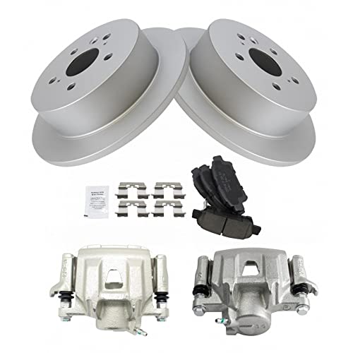 Image of TRQ Rear Brake Pad and Rotor Set Ceramic Solid Rotors Calipers | For 2004-2010 Toyota Sienna