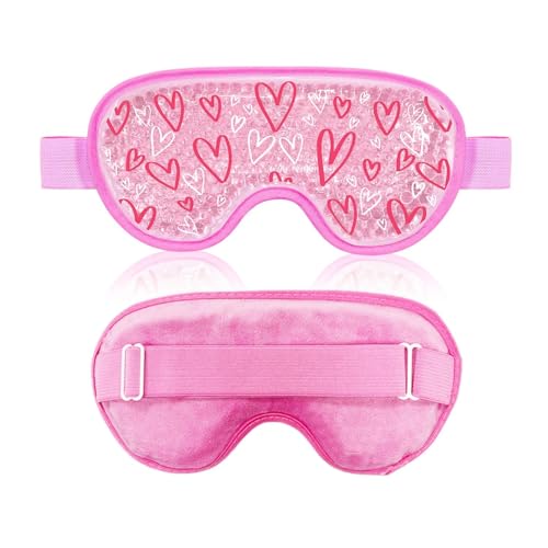 Alivia ojos hinchados con 2 antifaces de gel frio reutilizables Red Heart