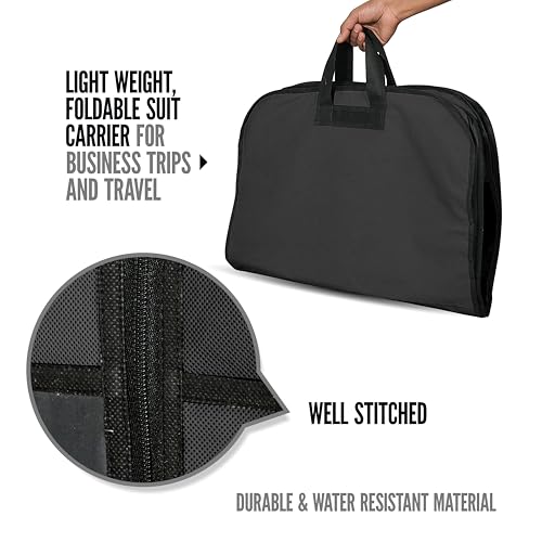Image of SOLSTICE Suit Cover Big Size with Zip for Men & Coat Cover with Multi-Pockets,Travel Fold Design & Durable Storage - 110x60x12 cm, 120 GSM Fabric (Pack of 2) (BLACK)
