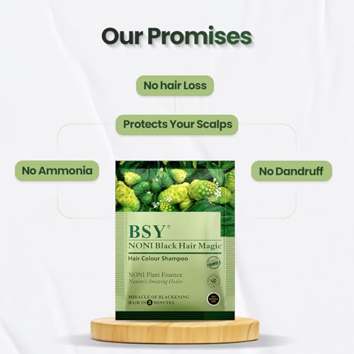 Image of 3 IN 1 Natural 5-Min Hair Colour Shampoo Black | Ammonia Free Long Lasting Hair Color Noni Fruit Extract No Hair Loss Grey Coverage Hair Dye for Women & Men (20ml-3 Sachet)