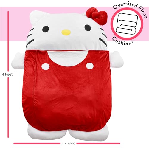 Image of Sanrio Hello Kitty Oversized Floor Lounger for Kids,Soft Plush Chair with Pillow and Cushion,Comfortable Portable Nap /Play Mat
