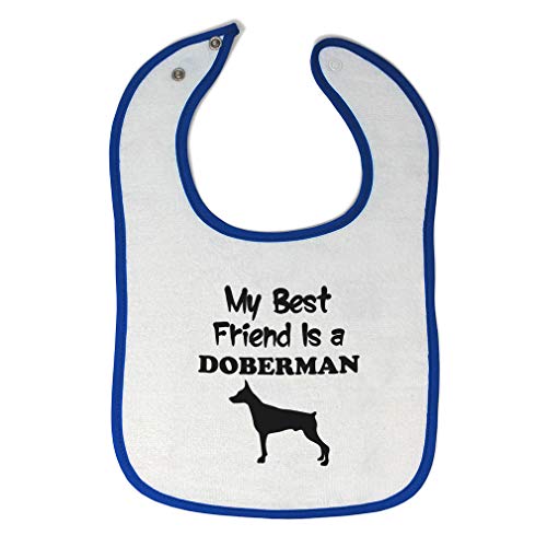 Image of Toddler & Baby Bibs Burp Cloths My Best Friend is A Doberman Dog Lover Pet Cotton Items for Girl Boy Gifts Ah White Royal Blue Design Only